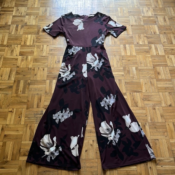 Dex Burgundy Floral Jumpsuit - Picture 2 of 5